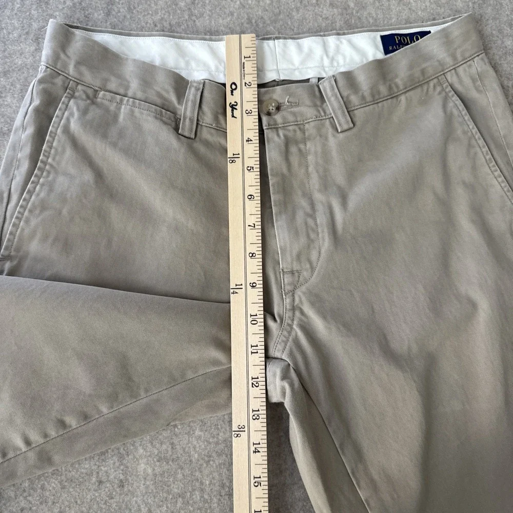 Polo Ralph Lauren Slim Fit Chino Pants Mens Actual 32x32 Khaki Cotton Flat Front